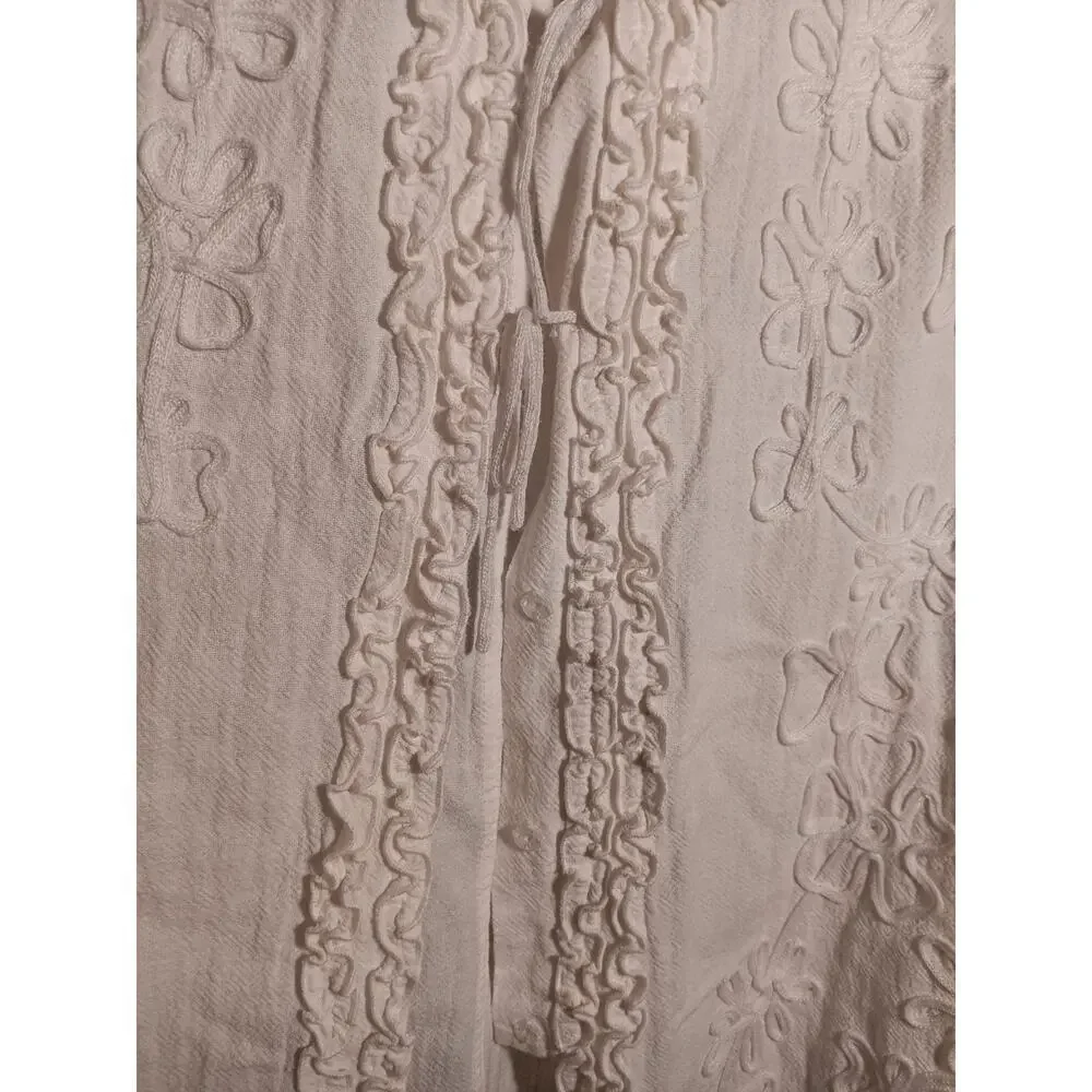 Soft Surroundings Women’s Large White Open Front Cardigan Top Layer Cottagecore